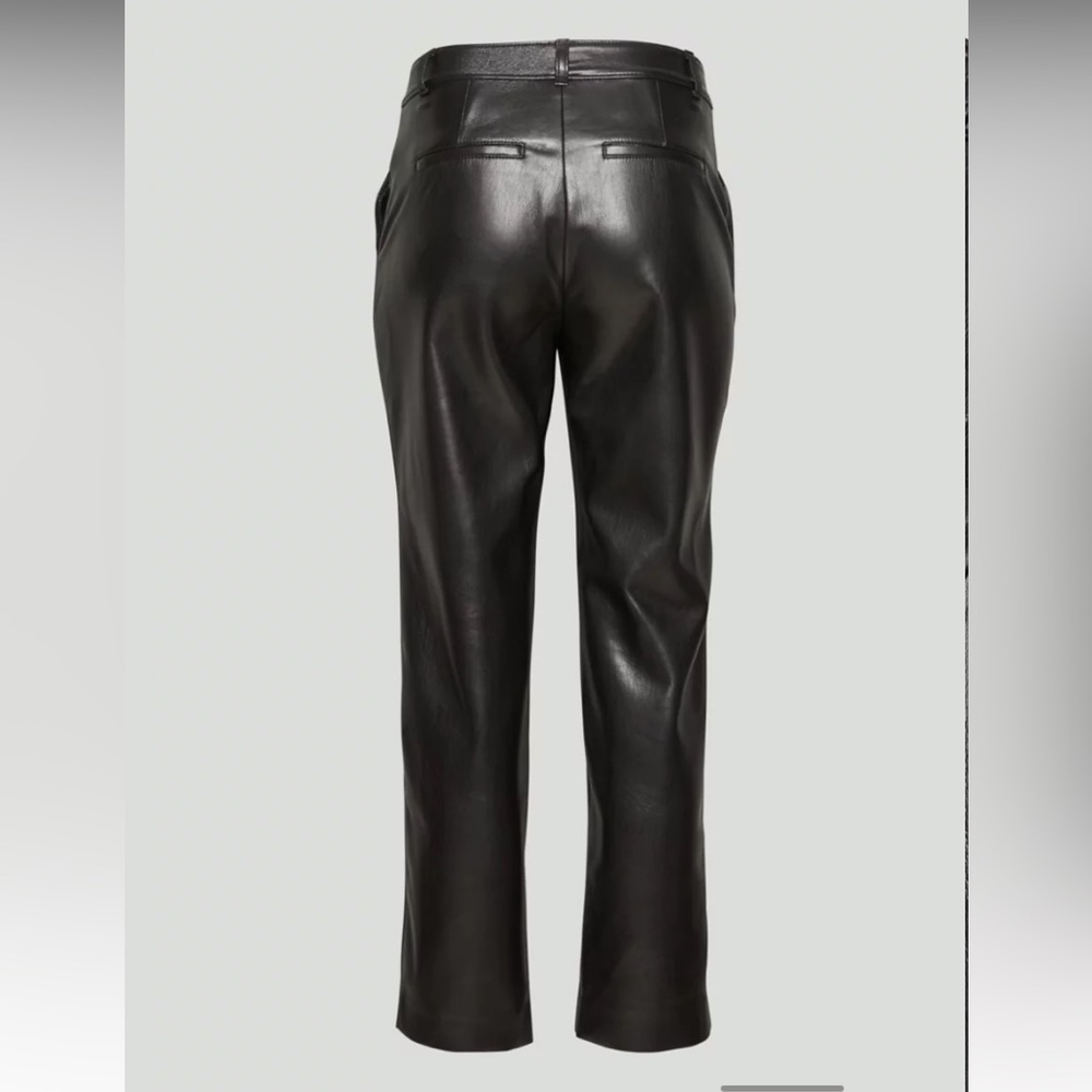 Aritzia Babaton Command Cropped Vegan Leather Pants Sz 10 Mid Rise Black - Picture 6 of 14